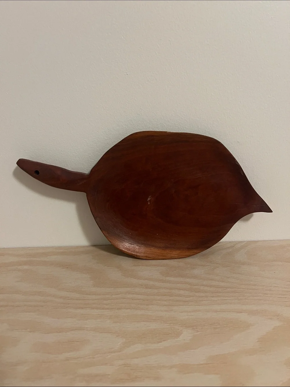 Source Unknown Brown Hand-Carved Wooden Serving Tray